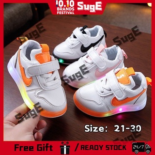 [Suge] zapatos de niño LED para niños/zapatos LED para bebé/zapatos blancos/zapatos Retro Kasut Kasual/zapatos deportivos luminosos para niños pequeños/zapatos de niño