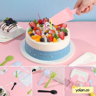 yolan party suministros de plástico desechable 4 en 1 vajilla fiesta vajilla boda cumpleaños premium plato de papel cuchillo tenedor pastel cubiertos