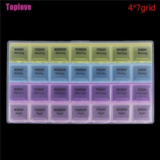 [Toplove] caja de pastillas de 28 celdas todo el mes organizador de medicina semana 7 días Tablet estuche de almacenamiento