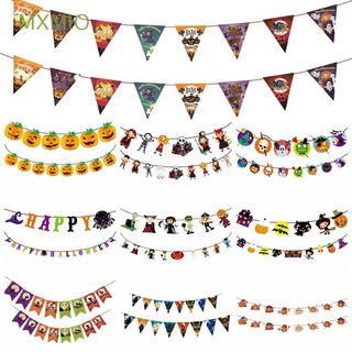 Mxmio Multicolor bandera de Halloween araña murciélago cadena de papel colgante guirnalda de calabaza banderas adornos 3M interior fiesta suministros Halloween Halloween decoración
