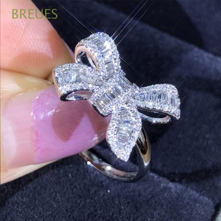 BREUES Gifts Bow Ring Anniversary Diamond Jewelry Women Luxury Princess Temperament Zircon Romantic Wedding Ring