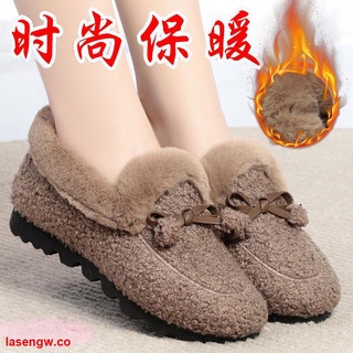 Invierno Nuevo Estilo De Felpa Zapatos De Mujer Viejo Beijing Tela Femenina Antideslizante Calor De Fondo Suave Engrosado Plano beanie Algodón