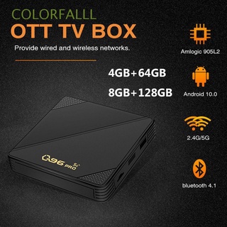 COLORFALLL Q96 PRO Home Theater Set Top Box Smart Quad Core TV Bluetooth 4K H . 265 2.4G/5G Dual WIFI Media Player 2021 8GB + 128GB Android 10.0