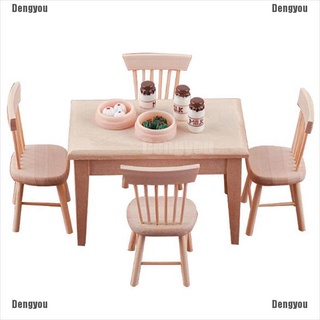 <dengyou> 1set silla de comedor modelo 1:12 casa de muñecas mini muebles de madera juego de juguete