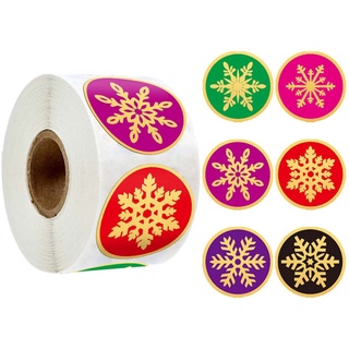 Mig 500pzs stickers De sello De oro redondos De Feliz navidad Para tarjetas De acción sobre paquete De regalo decoración De álbum De recortes (7)
