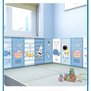 30X60Cm autoadhesivo de dibujos animados de la habitación de los niños anticolisión cojín de espuma suave Pack Kindergarten tridimensional decorativo pared que rodea dormitorio cama alrededor de la cama impermeable papel pintado (8)