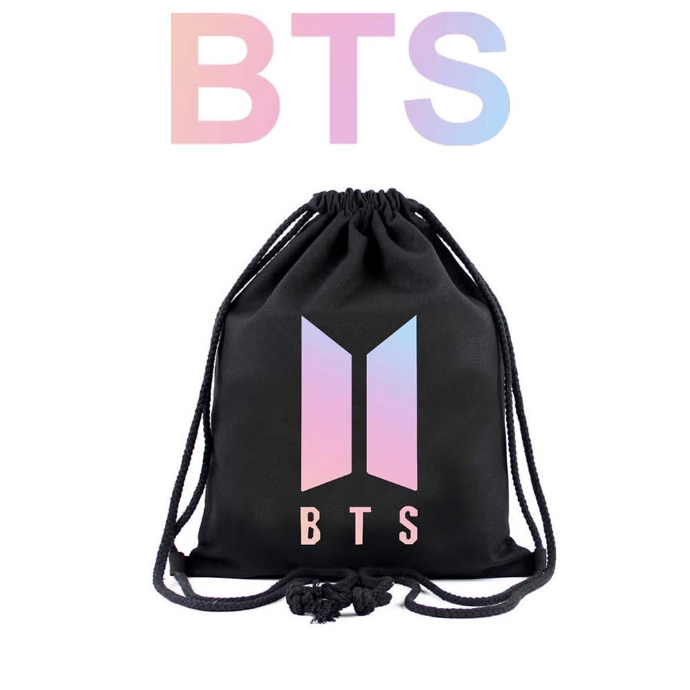 Kpop BTS falso amor de lona con cordón mochila Casual deportes al aire libre bolsas de moda bolsas de viaje