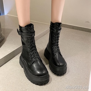 ☁❧Martin boots botas individuales de primavera y otoño para mujer 2021 nuevas botas finas rojas netas botas cortas de locomotora de suela gruesa con cordones de estilo británico