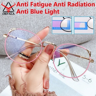 Moda chica Anti radiación gafas de ordenador Anti fatiga gafas para las mujeres ojo de gato Anti luz azul gafas proteger los ojos marco de Metal UV400 lente