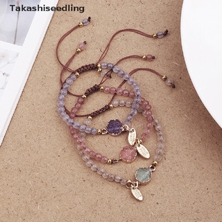 Takashiseedling/pulseras de piedra Natural para mujeres cadena de cuerda pulsera hecha a mano de cuarzo joyería de productos populares