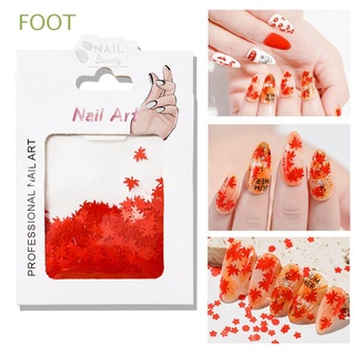 FOOT Nail Art Decoration 3D Autumn Red Color Nail Art Sequins Butterfly Thin Paillette Flakes Lip Love Heart Holographic DIY Manicure Maple Leaf