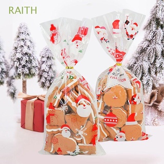 RAITH 50pcs Biscuit Bags Cute Christmas Decoration Christmas Candy Bags Cookie Party Elk Packaging PVC Clear Candy Pouches