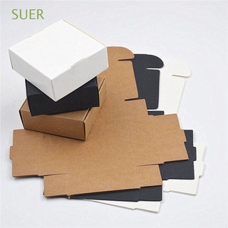 SUER 10PCS Jewelry Handmade Box Candy Square Kraft Paper Gift Small Cardboard Bottom Pack Wrapping