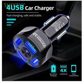 SHEKEYY New Car Charger Auto Fast Charging 4-Port USB Universal Smart Phone Adapter Practical QC 3.0 LED Display/Multicolor