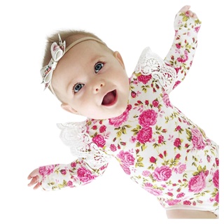 Newborn Infant Baby Girls Fashion Floral Lace Patchwork Romper Bodytsuit Outfits