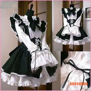 【ven】Women Maid Outfit Anime Dress Apron Dress Lolita Dress Men Cafe Costume Co