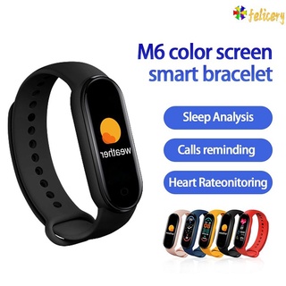 [alta calidad] reloj inteligente original m6 bluetooth 4.0 0.96 pulgadas pantalla a color de frecuencia cardíaca y detección de presión arterial impermeable deportes pulsera inteligente felicery.co