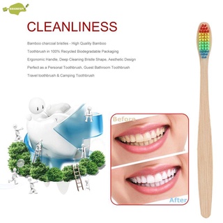 entorno arco iris bambú cepillo de dientes cuidado oral con cerdas suaves unisex (7)