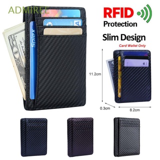 ADMIREE Fashion Slim Wallet Pu Leather Money Clip RFID Blocking Credit Card Holder Carbon Fiber Men's Coin Pocket Anti-chief