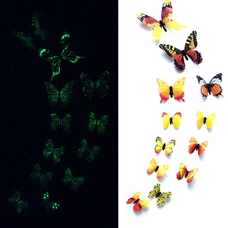 Risesktoy 12 Unids/set 3D Pegatinas Luminosas Mariposa Pared Pegatina Sala De Estar Mariposas * Venta Caliente