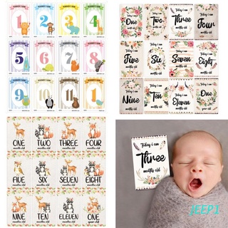 JEEP 12 piezas pegatina de mes de la fotografía del bebé hito Memorial mensual recién nacido niños recién nacidos tarjeta conmemorativa número de foto Props