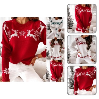 jhelum suéter suelto de navidad cuello redondo amigable con la piel de las mujeres suéter jersey para fiesta