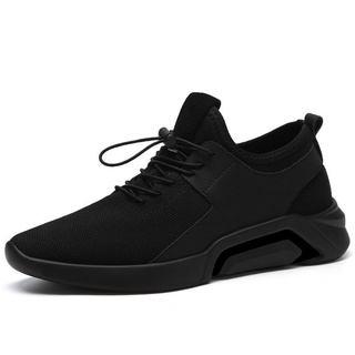 Nuevo otoño transpirable zapatillas de deporte de los hombres de estilo coreano de moda de estilo británico versátil de malla zapatos de superficie negro deportes Casual zapatos de una pieza (1)