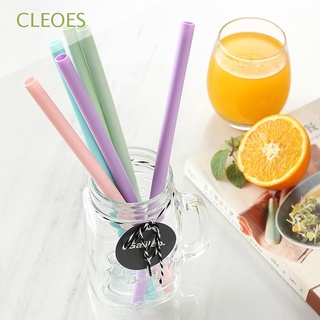 Cleoes - vajilla Multicolor, Flexible, para beber pajitas, té para cumpleaños, boda, reutilizable, batido, con cepillo de limpieza, silicona, suministros de fiesta