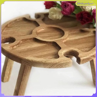 mesa de picnic plegable de madera al aire libre con soporte de vidrio redondo plegable (1)