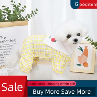 gooditem lindo fresa impresión algodón elástico mascota perro ropa cómoda cachorro camisa