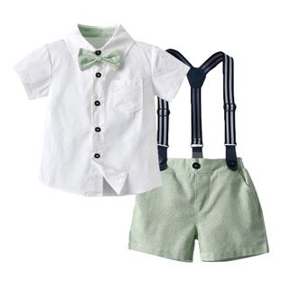 Conjunto de ropa para niños/Camiseta de moño/corbata con tirantes/corbata para hombre (6)