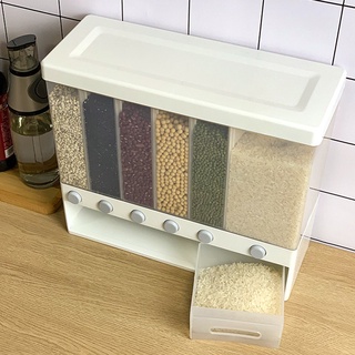 automático de plástico dispensador de cereales caja de almacenamiento de alimentos tanque de arroz contenedor organizador de granos latas de almacenamiento de cocina herramienta de almacenamiento de alimentos (2)