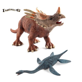 2pcs gran tamaño jurásico salvaje vida salvaje juguetes de plástico dinosaurio el, styracosaurus dinosaurio juguete y plesiosaur dinosaurio juguete
