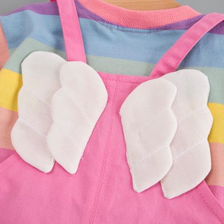 Pinkmans niño bebé niño niños arco iris rayas Tops camiseta correas pantalones trajes conjunto (8)