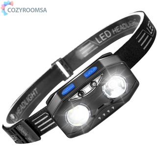 Cozyroomsa LED faro recargable cuerpo Sensor de movimiento LED faro de Camping linterna de cabeza de la antorcha de la lámpara con USB