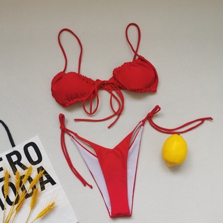 Sexy Micro Bikini mujeres traje de baño vendaje Bikini conjunto trajes de baño femenino Halter Top brasileño traje de baño biquinis feminino (5)