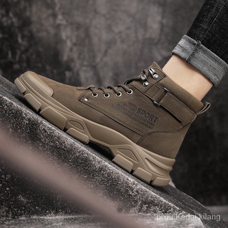Kasut Martin botas de los hombres de otoño nueva Vintage viento ayudante botas Casual marea zapatos de alta ayuda del desierto botas del ejército b7X9 (1)