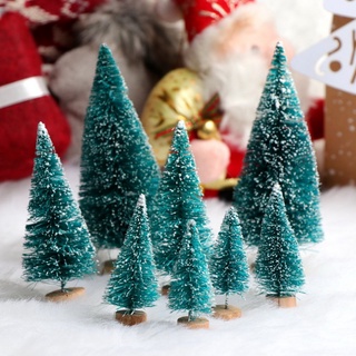 Mini Sisal Bottle Brush Christmas Trees Snow Frost Village Putz Great Lot (1)