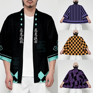 Anime Demon Slayer: Kimetsu No Yaiba Cosplay Unisex Cardigan Kimono Haori Causal Coat Tanjirou Tops XS-5XL Sizes