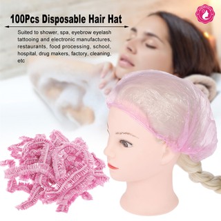 100pcs desechables sombrero de pelo red de plástico gorro de ducha impermeable cabeza cubierta sombrero el