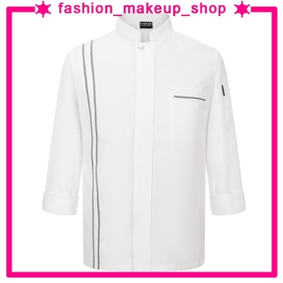 (maquillaje) Chaqueta/chaqueta De Chef De cocina blanca con Mangas largas Para Uniforme De cocina (1)