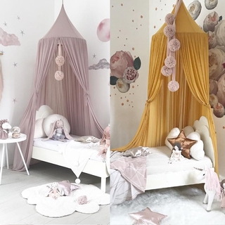estilo nórdico princesa encaje niños bebé cama dormitorio canopy mosquitera cortina ropa de cama cúpula tienda de campaña