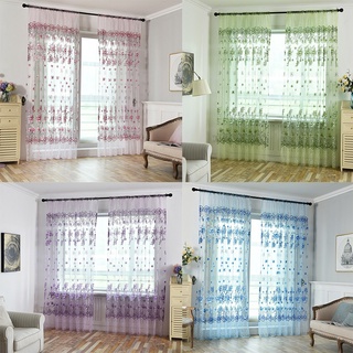 cortina de ventana con estampado floral para sala de estar (1)