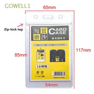 gowell1 hot id card holder 10pcs transparente insignia titular vertical nuevo con cremallera vinilo transparente pvc plástico/multicolor
