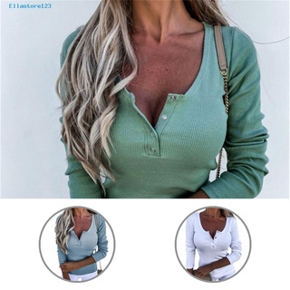 Ellastore123 Blusa delgada Para mujer con cuello en V Para trabajo (1)