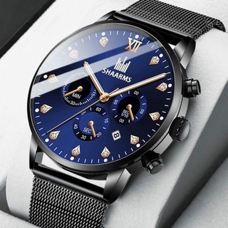 Reloj para hombre Reloj de cuarzo de acero inoxidable de moda Calendario Reloj deportivo de negocios con esfera de diamante