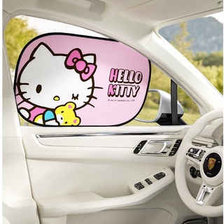 [2021 Nuevo estilo de gatito]Hello Kitty coche visera solar protector solar aislamiento térmico cortina lateral ventana parasol cubierta de niños dibujos animados electrostáticos pegatinas señora mujer lindo dibujos animados accesorios de coche (1)