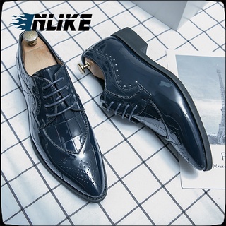 Gran tamaño italiano clásico de los hombres Formal Brogues Oxfords zapatos transpirable cómodo dedo del pie puntiagudo