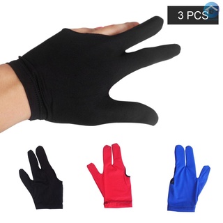 3 guantes de billar absorbentes de tres dedos de Spandex Cue deporte guante izquierda derecha billar Cue Shooter guante