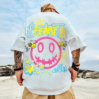 M-5xg Camiseta de Hip-Hop de moda Little Devil Smiley Face y Funny Little estampada con cuello redondo y Manga corta